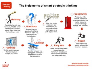 4
Focused strategic thinking
Focusing your limited resources to strategic breakthrough
points, moving consumers along the brand love curve
towards your vision.
 