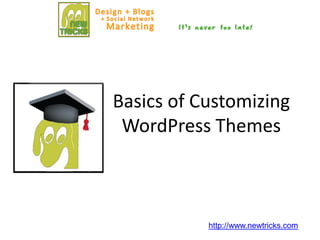 Basics of Customizing
 WordPress Themes



           http://www.newtricks.com
 