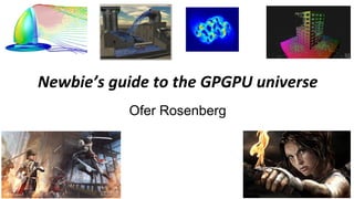 Newbie’s guide to the GPGPU universe
Ofer Rosenberg
 