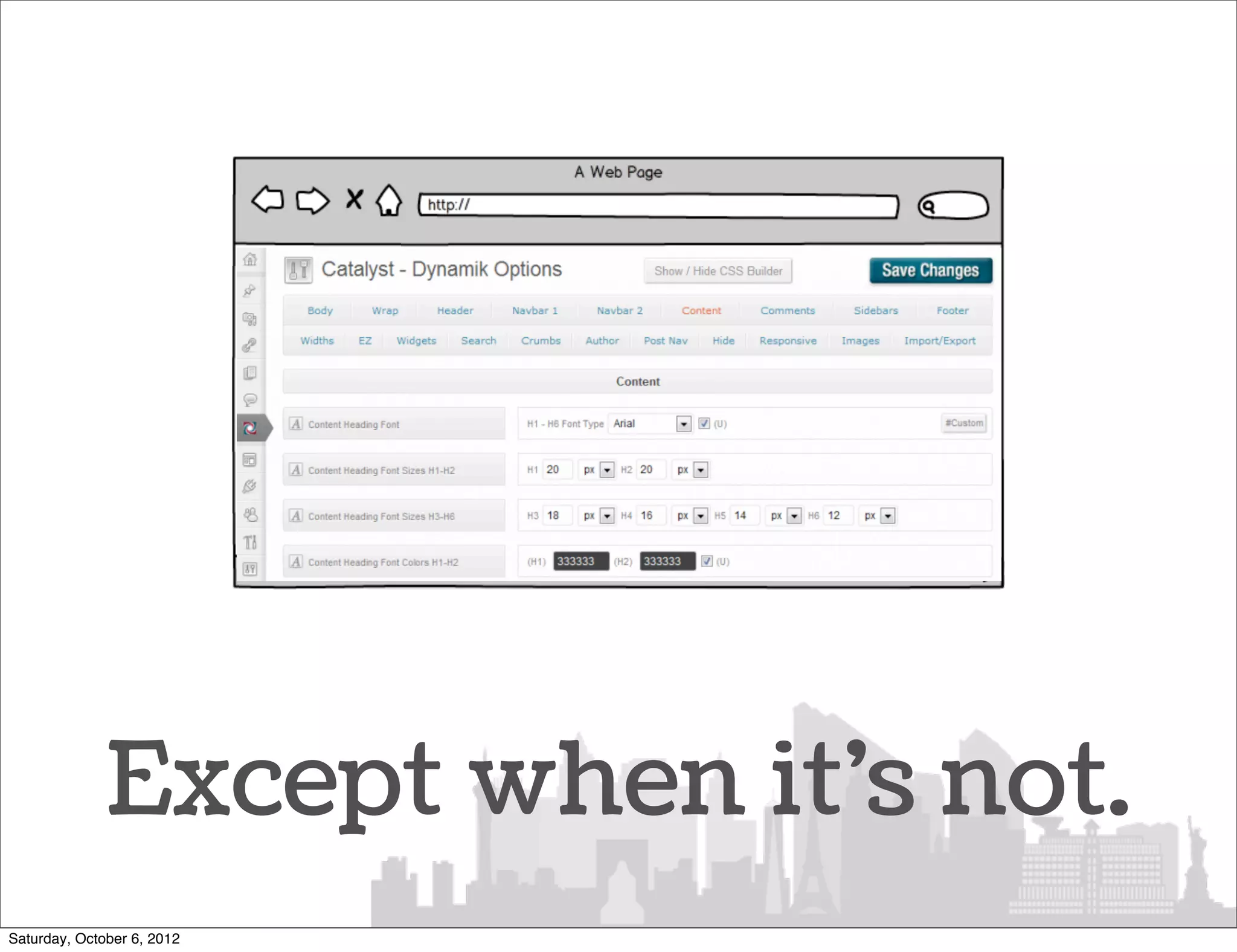 Except when it’s not.
Saturday, October 6, 2012
 