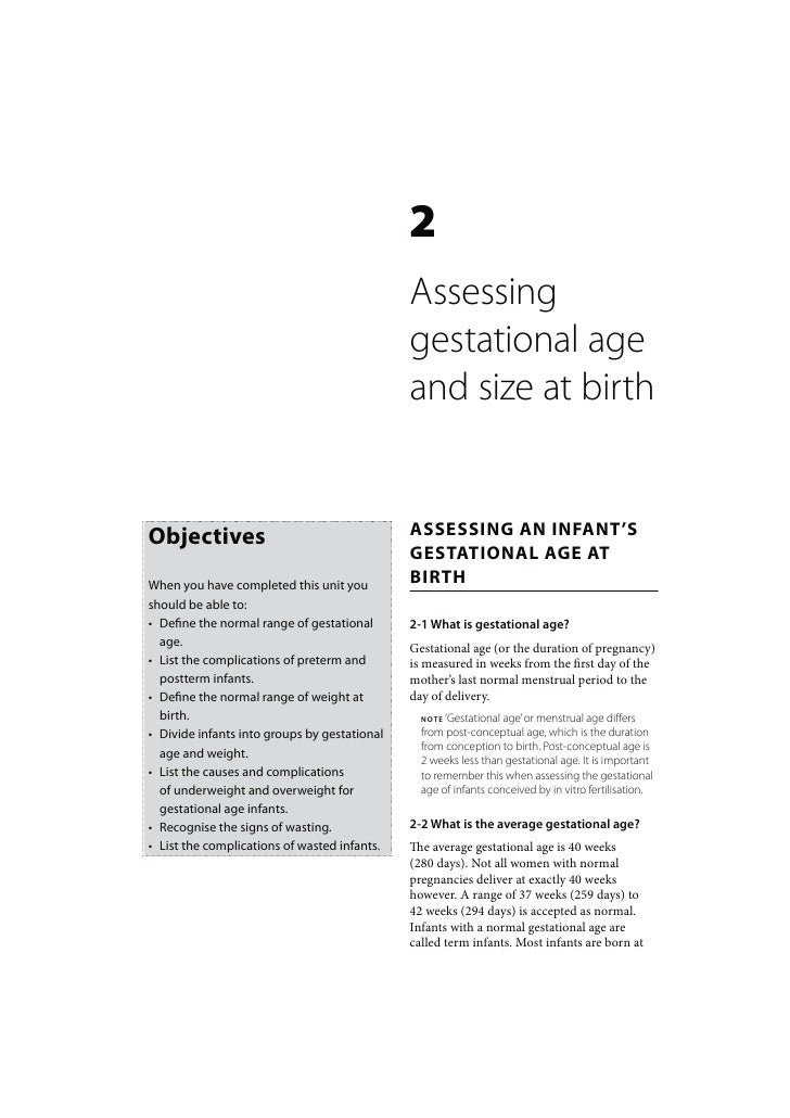 Newborn Care: Assessing gestational age and size at birth