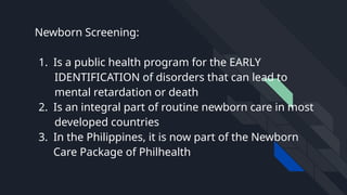Comprehensive Overview of Newborn Screening Programs in the Philippines ...