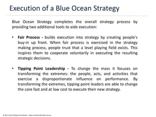 Execution of a Blue Ocean Strategy
            Blue Ocean Strategy completes the overall strategy process by
            p...