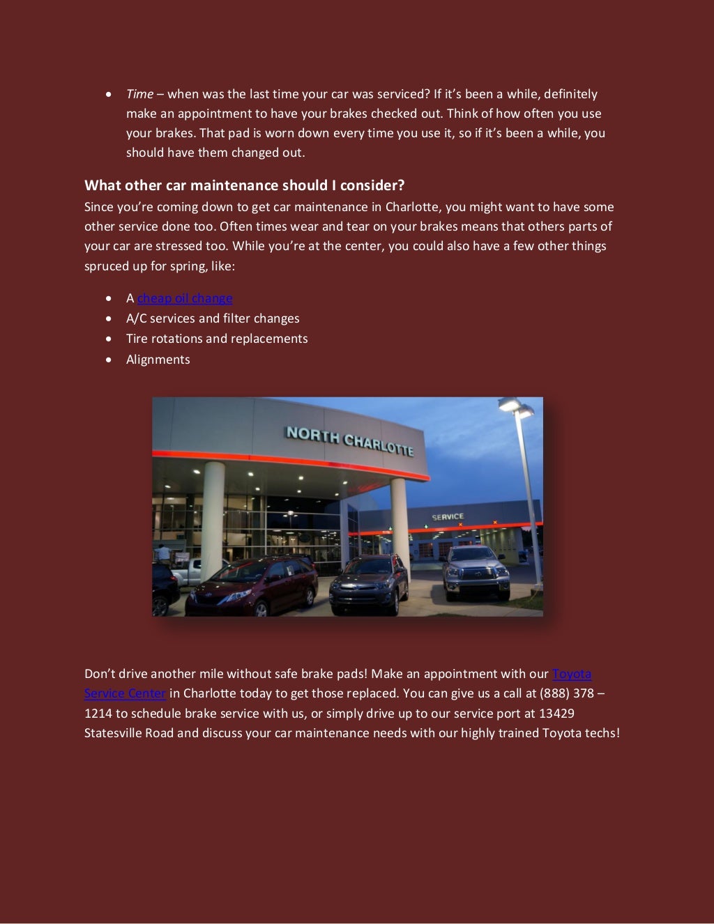 New Brake Pads in Charlotte Will Keep You Safe!