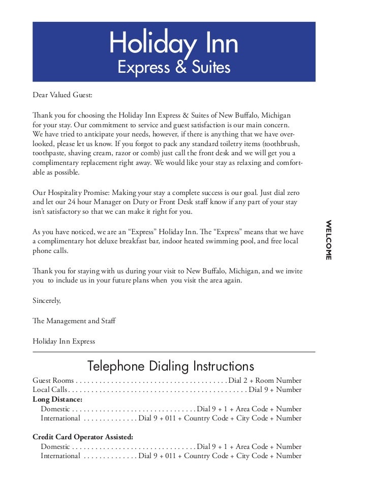 New Buffalo, MI Holiday Inn Express guest services directories
