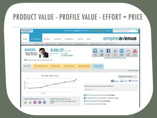 PRODUCT VALUE - PROFILE VALUE - EFFORT = PRICE
 