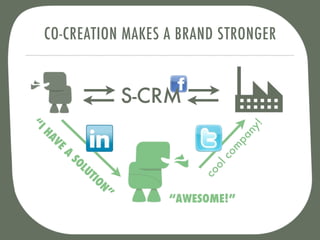 CO-CREATION MAKES A BRAND STRONGER


                                    S-CRM
“I
     HA




                                                        !
                                                     ny
        VE




                                                   pa
             A




                                                om
                 SO




                                              lc
                      LU



                                               o
                        TI


                                            co
                           O   N”
                                       “AWESOME!”
 