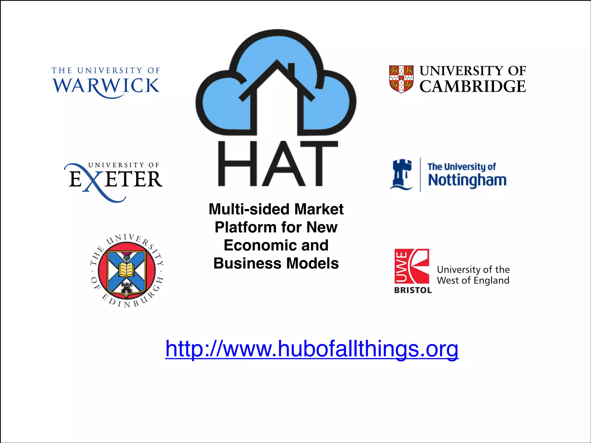Multi-sided Market
Platform for New
Economic and
Business Models
http://www.hubofallthings.org
 