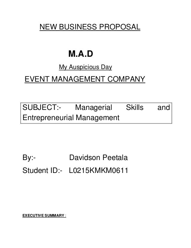 business proposal for event management