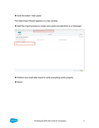 Accessing upload wizard from campaign detail page to add leads and import