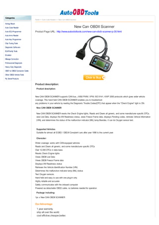 Categories
                               Home>> Auto Code Reader>> New Can OBDII Scanner

Airbag Reset
Auto Code Reader                                                           New Can OBDII Scanner
Auto ECU Programmer            Product Page URL : http://www.autoobdtools.com/new-can-obdii-scanner-p-30.html
Auto Immo Reader
Auto Key Programmer
Chip Tuning Tools
Diagnostic Software
ELM Family Tools
Emulator
Mileage Correction
Professional Diagnostic
Heavy Duty Diagnostic
OBD1 to OBD2 Connector Cable
Other OBD2 Vehicle Tools
Fly Serial Products

                               Product description:
                                Product description:


                               New CAN OBDII SCANNER supports CAN bus, J1850 PWM, VPW, ISO 9141, KWP 2000 protocols which gives wider vehicle
                               coverage. This hand held CAN OBDII SCANNER enables you to troubleshoot
                               any problems in your vehicle by reading the Diagnostic Trouble Codes(DTC) that appear when the "Check Engine" light is ON.
                                New CAN OBDII SCANNER

                                New CAN OBDII SCANNER resets the Check Engine lights, Reads and Clears all generic, and some manufacturer specific DTCs,
                                view Live Data, displays the I/M Readiness status, views Freeze Frame data, displays Pending codes, retrieves Vehicle Information
                                (VIN), and determines the status of the malfunction indicator (MIL) lamp.Besides, it can do Oxygen sensor test.


                                Supported Vehicles
                                Suitable for almost all EOBD / OBD-II Complaint cars after year 1996 to the current year.

                                Character:
                               Wider coverage: works with CAN-equipped vehicles
                               Reads and Clears all generic, and some manufacturer specific DTCs
                               Over 12,000 DTCs in data base.
                               Resets Check Engine lights
                               Views OBDII Live Data
                               Views OBDII Freeze Frame data
                               Displays I/M Readiness status
                               Retrieves the Vehicle Identification Number (VIN)
                               Determines the malfunction indicator lamp (MIL) status
                               Test Oxygen sensors.
                               Hand held and easy to use with one plug-in only
                               Highly reliable and accurate
                               Safely communicates with the onboard computer
                               Powered via detachable OBD2 cable, no batteries needed for operation
                                Package including:
                               1pc x New CAN OBDII SCANNER

                               Our Advantage
                                1 year warranty.
                                ship all over the world.
                                cost effictive.cheaper,better.
 