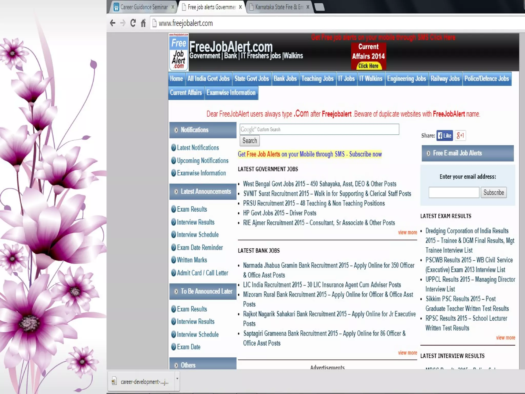 INFORMATION SOURCES FOR CAREER
