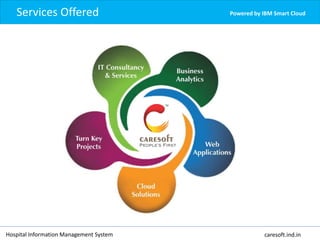 Powered by IBM Smart Cloud
Hospital Information Management System caresoft.ind.in
Services Offered
 