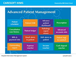 CARESOFT HIMS Powered by IBM Smart Cloud
Hospital Information Management System caresoft.ind.in
 