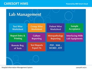 CARESOFT HIMS Powered by IBM Smart Cloud
Hospital Information Management System caresoft.ind.in
 