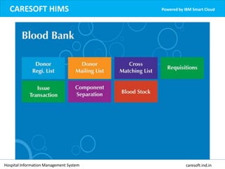 CARESOFT HIMS Powered by IBM Smart Cloud
Hospital Information Management System caresoft.ind.in
 