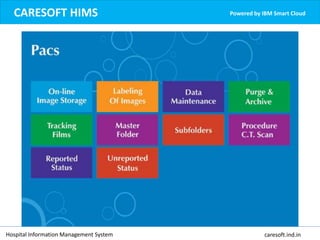 CARESOFT HIMS Powered by IBM Smart Cloud
Hospital Information Management System caresoft.ind.in
 