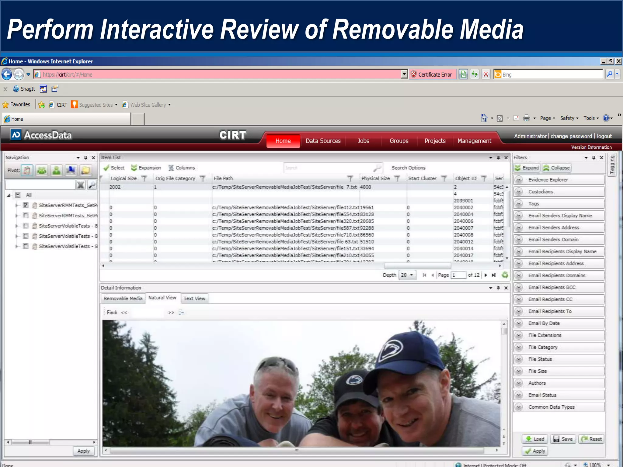 Perform Interactive Review of Removable Media
 