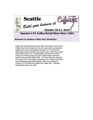 New Classes at Coffee Fest Seattle