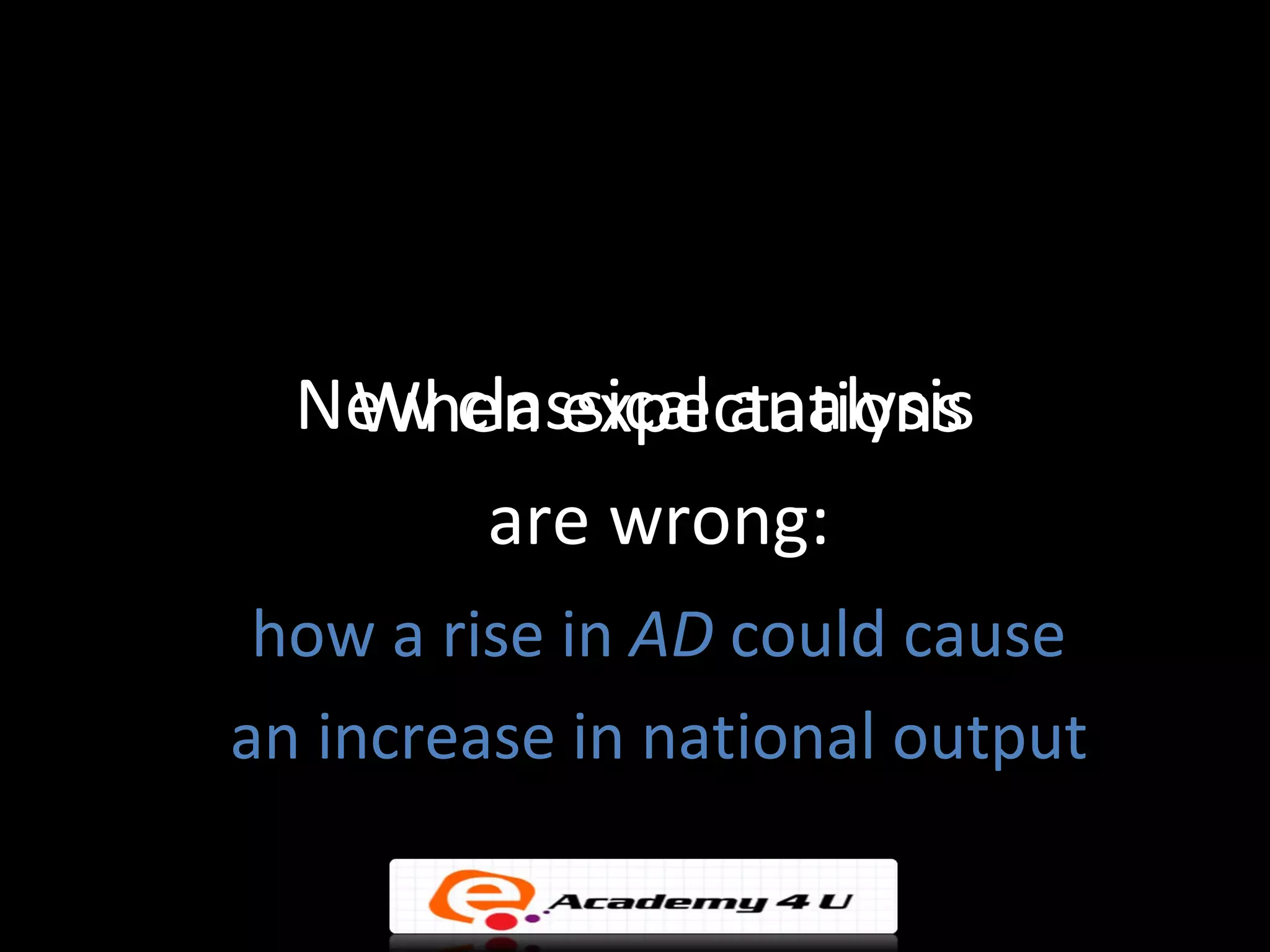 New classical analysis
   When expectations
       are wrong:
 how a rise in AD could cause
an increase in national output
 