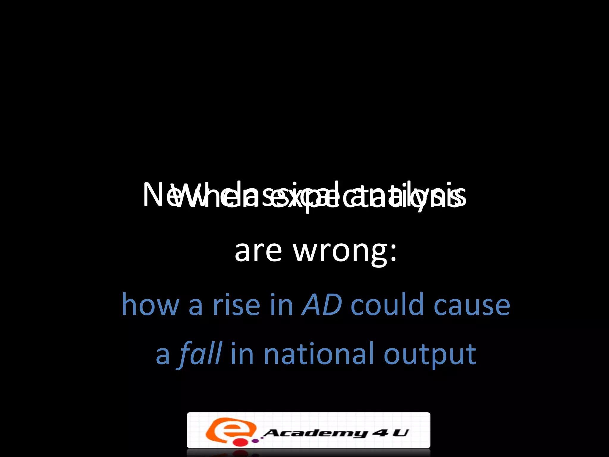 New classical analysis
  When expectations
      are wrong:
how a rise in AD could cause
  a fall in national output
 