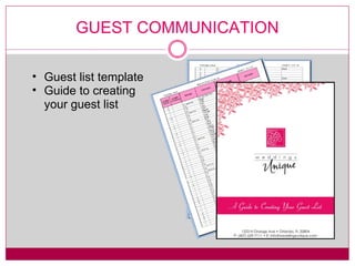 GUEST COMMUNICATION Guest list template Guide to creating your guest list 