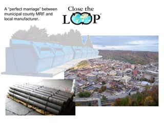 A “perfect marriage” between
municipal county MRF and
local manufacturer.
 