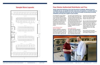 Sample Store Layouts                                                     Your Dexter Authorized Distributor and You
                                                                                                             Dexter Authorized Distributors have built thousands of profitable, efficient laundries
                                                                                                             worldwide and you can benefit from their many years of experience. A valuable resource,
                                                                                                             your Dexter Authorized Distributor and can help you through the planning, purchasing,
                                                                                                             installation and long-term support of your laundry.

                                                                                                             Free Professional Laundry Analysis          you have the right equipment for you       technicians know Dexter equipment
                                                                                                             Is your laundry as profitable as it         and your business, but you also need       inside and out and will be able to
                                                                                                             can be? Are there ways you could be         to make sure that the equipment you        keep your new machines running
                                                                                                             cutting costs that you aren’t utilizing?    purchase works with your store design      strong for many years to come.
                                                                                                             Can updating your equipment make            and technical requirements. Your
                                                                                                             a difference in your utility bill? If you   Dexter Authorized Distributor can help     Ask your Dexter Authorized Distributor
                                                                                                             don’t know the answers to these             you with every aspect of this process      about upcoming service schools and
                                                                                                             questions then you may want to              from initial laundry planning and          seminars in your area. Taught by
                                                                                                             consider a free professional laundry        design, to purchasing your equipment,      Dexter factory experts, these schools
                                                                                                             analysis.                                   to proper installation per factory         are your chance to learn from the
                                                                                                                                                         guidelines.                                industry experts on how to best
                                                                                                             Laundry Planning, Design,                                                              maintain and service your Dexter
                                                                                                             Sales and Installation                      Service After the Sale                     Equipment.
                                                                                                             Opening, remodeling or upgrading a          Your Dexter Authorized Distributor
                                                                                                             laundry involves a lot more than just       can help you with regular machine          Visit us online to find the Dexter
                                                                                                             purchasing the equipment. There are         maintenance and service, as well as        Authorized Distributor Nearest You or
                                                                                                             many more aspects to consider! Not          with ordering any parts you might          call us today at 1-800-524-2954.
                                                                                                             only do you need to make sure that          need. Their factory trained service




Dexter Laundry Commercial & On-Premise Laundry Equipment   •	   www.dexterlaundry.com   •   1-800-524-2954   Dexter Laundry Commercial & On-Premise Laundry Equipment    •   Made in the U.S.A. •    100% Employee Owned •      Since 1894
 