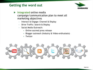 Getting the word out <ul><li>Integrated   online media campaign/communication plan to meet all marketing objectives </li><...