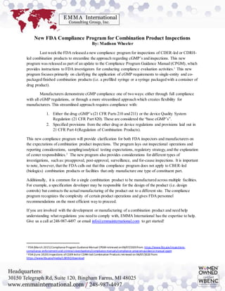 New FDA Compliance Program for Combination Product Inspections | DOCX