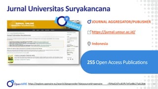 Jurnal Universitas Suryakancana
255 Open Access Publications
12
JOURNAL AGGREGATOR/PUBLISHER
https://explore.openaire.eu/s...