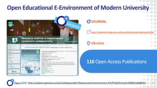 Open Educational E-Environment of Modern University
116 Open Access Publications
24
JOURNAL
https://explore.openaire.eu/se...
