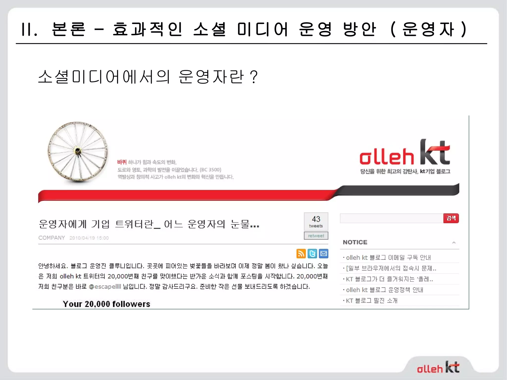 II.  본론 – 효과적인 소셜 미디어 운영 방안  ( 운영자 ) 소셜미디어에서의 운영자란 ? 