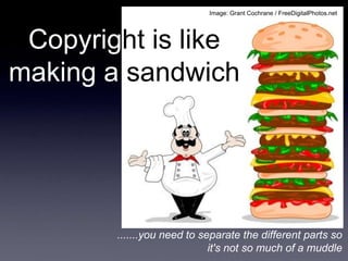 Image: Grant Cochrane / FreeDigitalPhotos.net




 Copyright is like
making a sandwich




        .......you need to separate the different parts so
                             it's not so much of a muddle
 