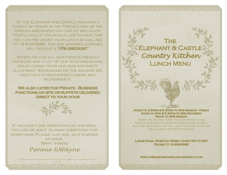 New Country Kitchen Lunch Menu