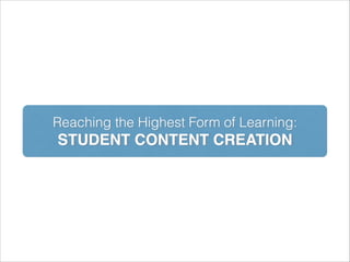 Reaching the Highest Form of Learning:
STUDENT CONTENT CREATION
 