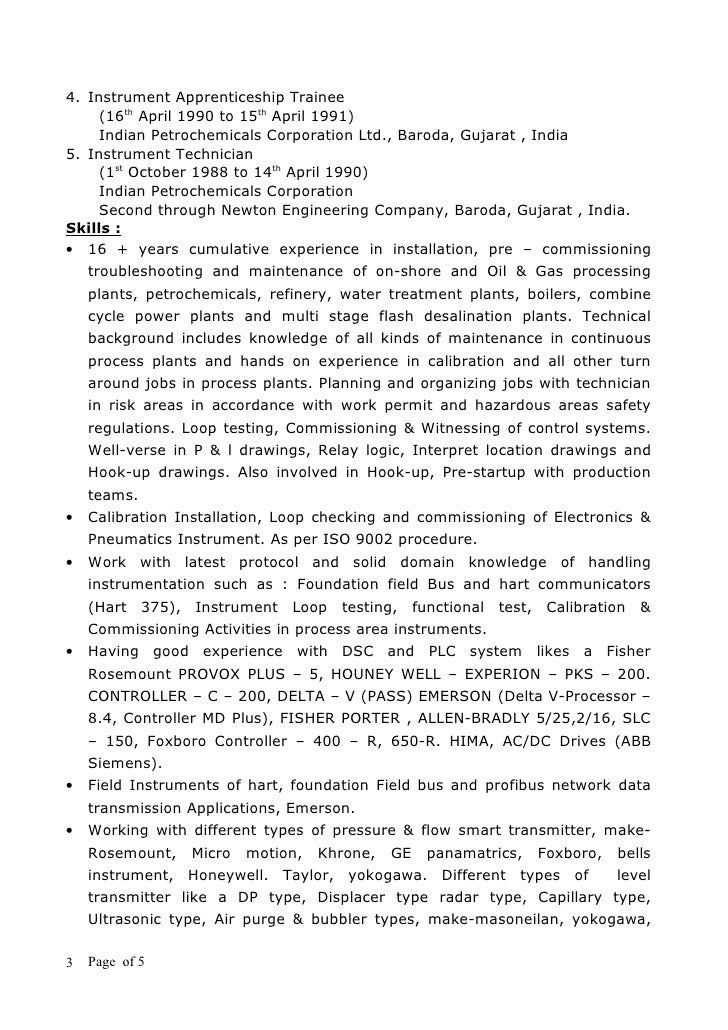 instrument technician cover letter