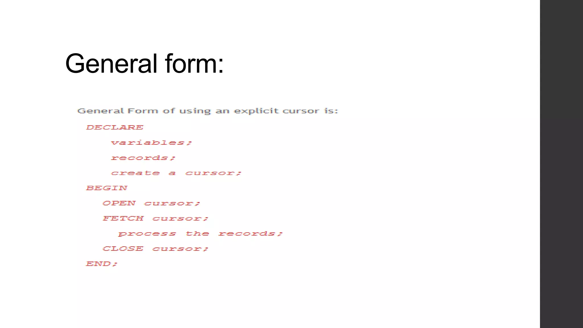 General form: 