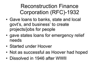 Reconstruction Finance Corporation (RFC)-1932 ,[object Object],[object Object],[object Object],[object Object],[object Object]