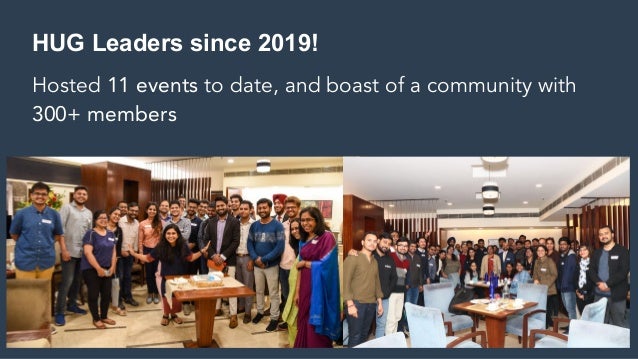HUG Leaders since 2019!
Hosted 11 events to date, and boast of a community with
300+ members