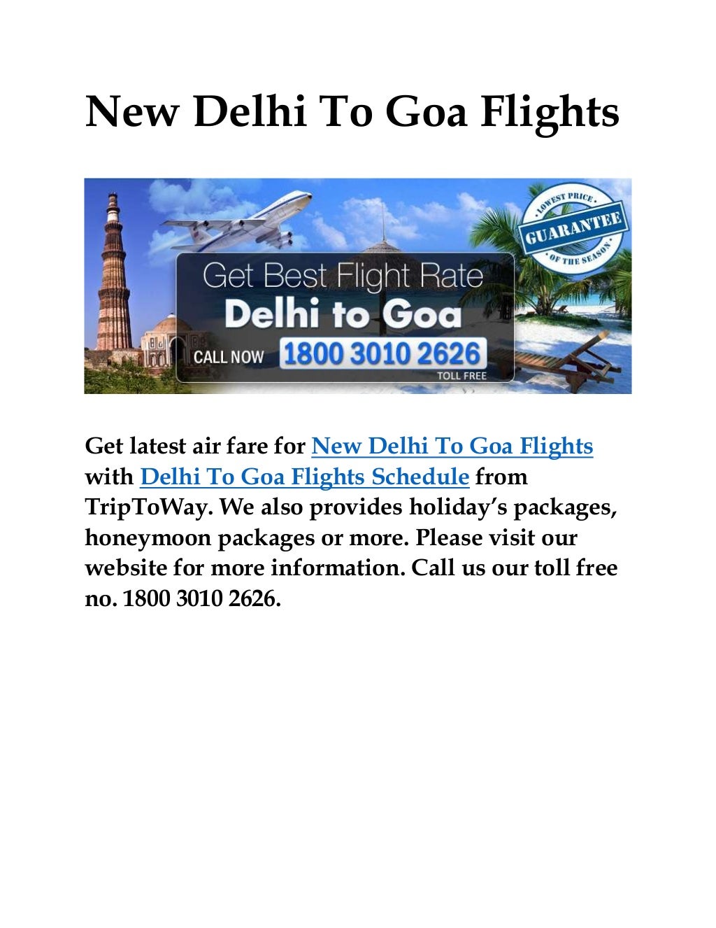 Delhi Goa Flights