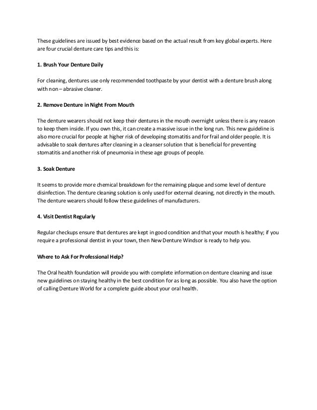 New Denture Care Guidelines Denture World