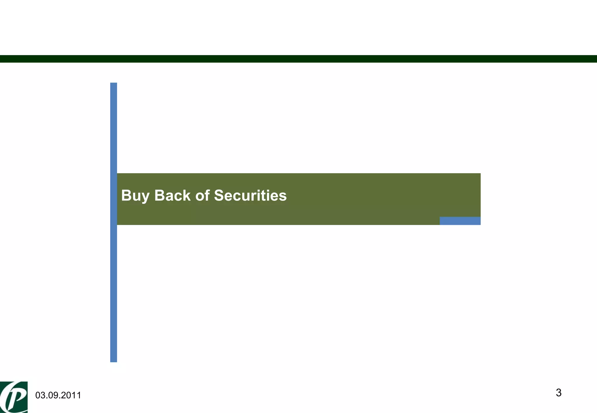 03.09.2011 Buy Back of Securities 