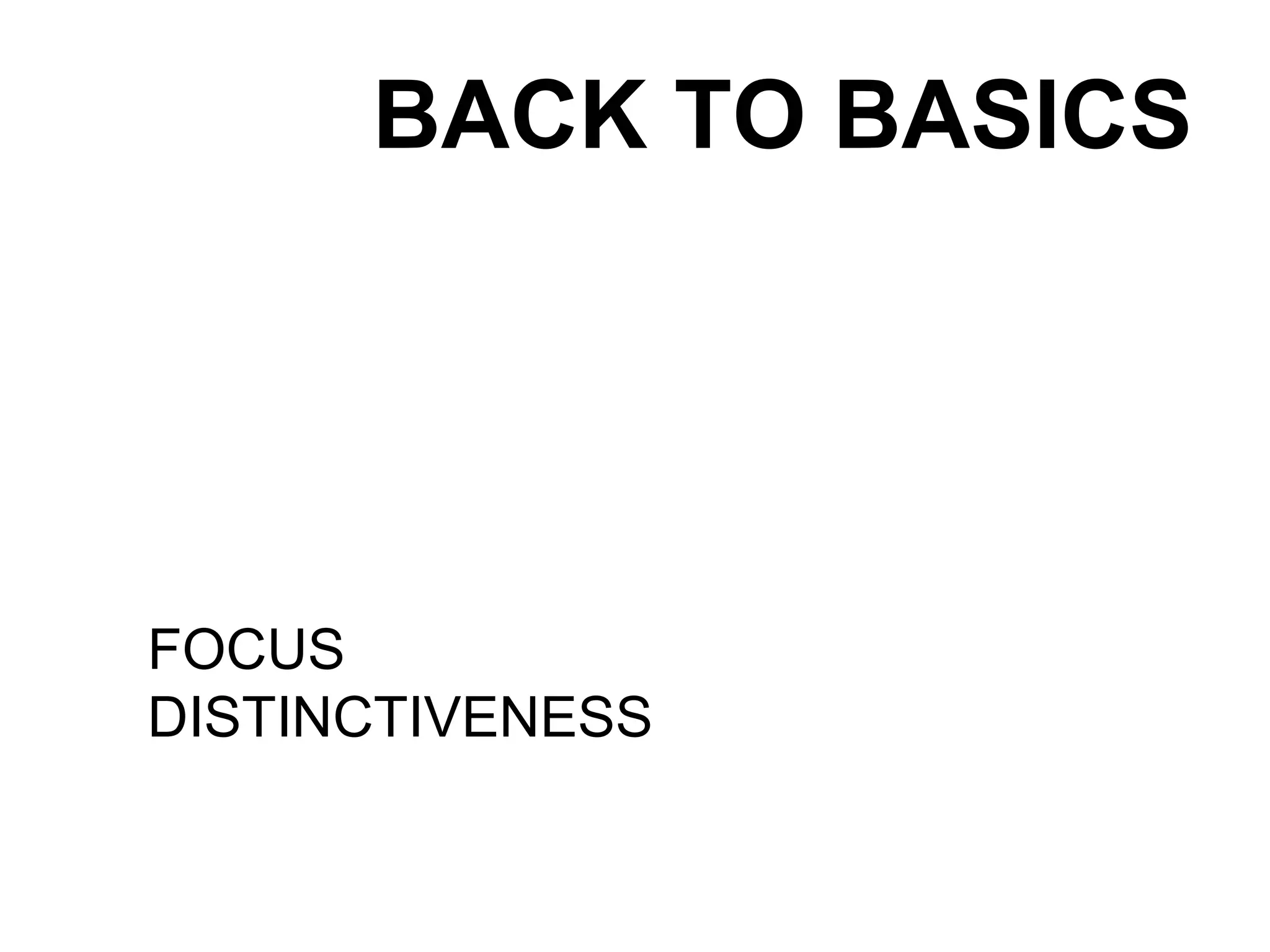 BACK TO BASICS FOCUS DISTINCTIVENESS 