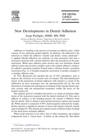New developments in dental adhesion | PDF