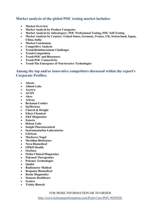 New Developments in Point of Care Diagnostics | PDF