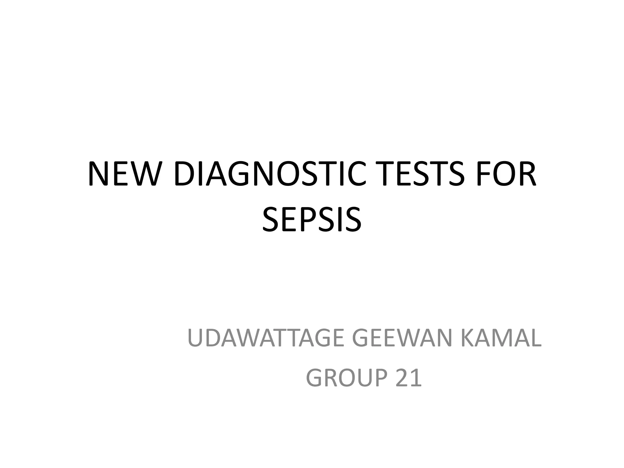 Diagnostic Tests For Sepsis