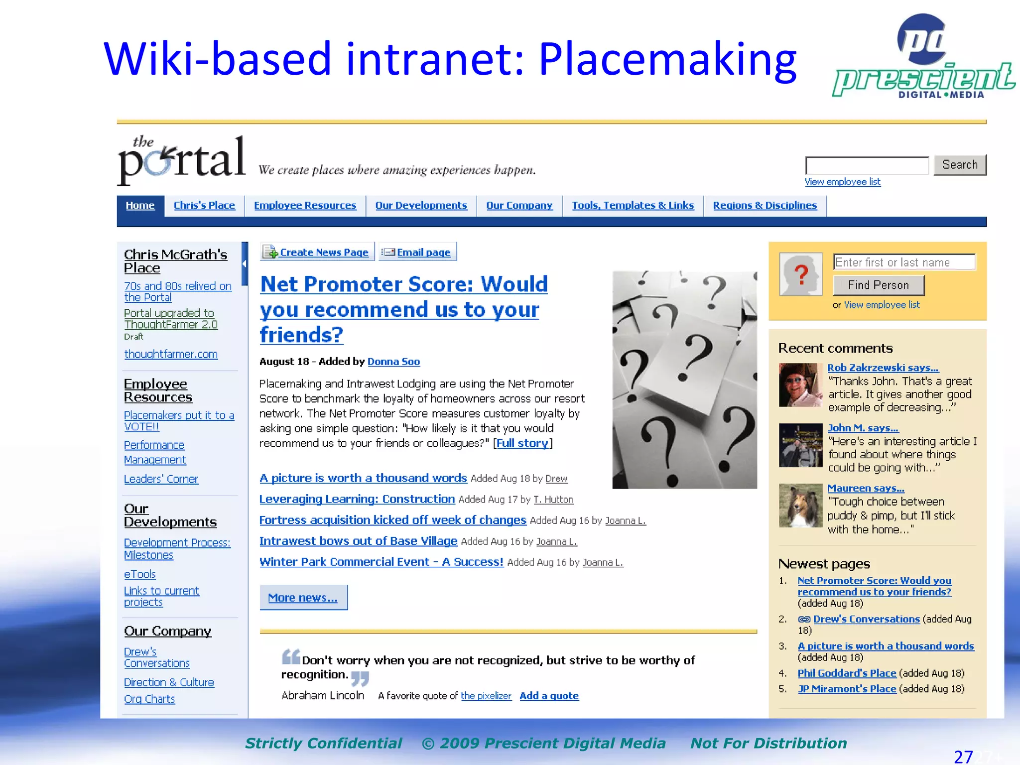 Wiki-based intranet: Placemaking 