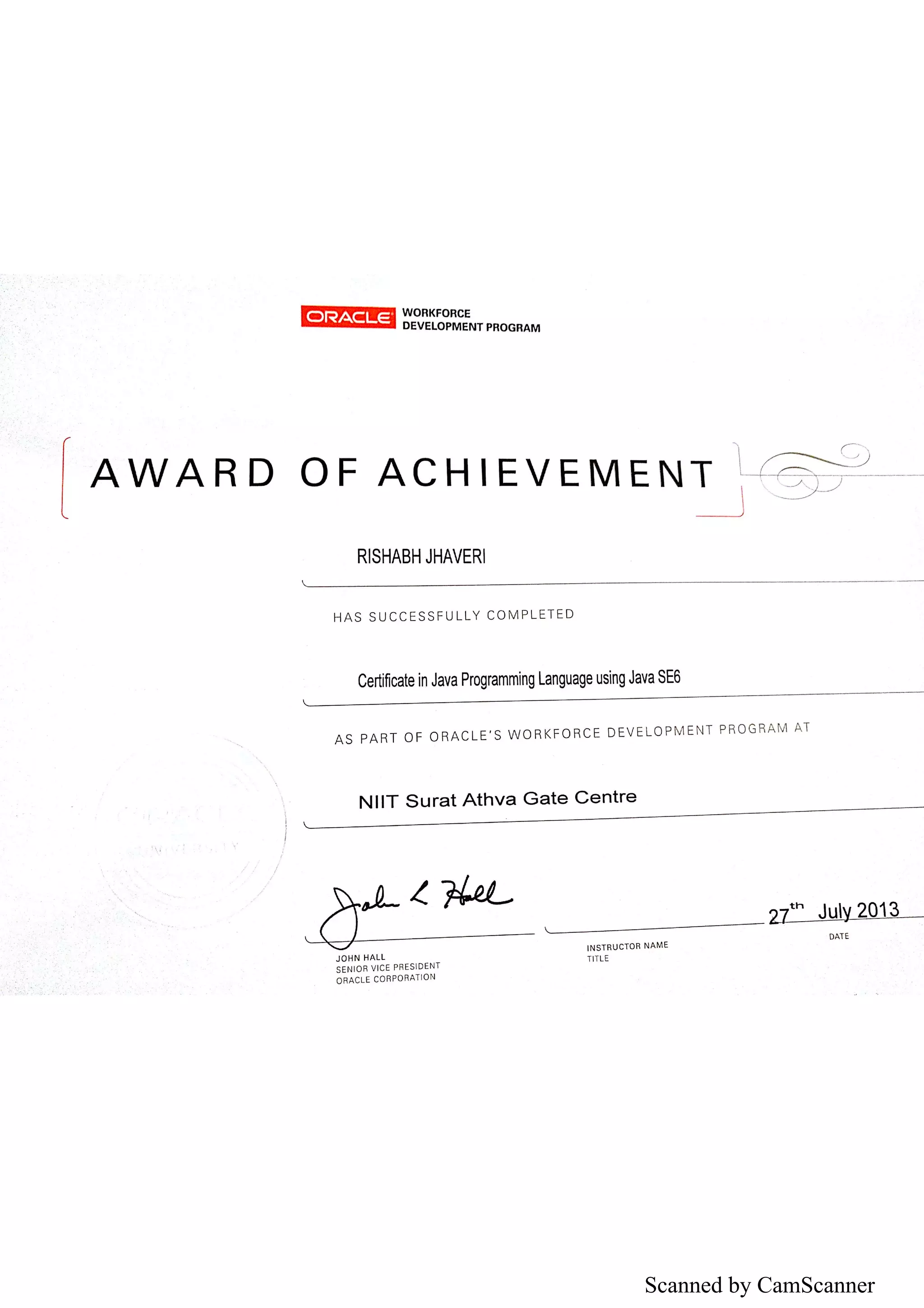Java Certification | PDF image.