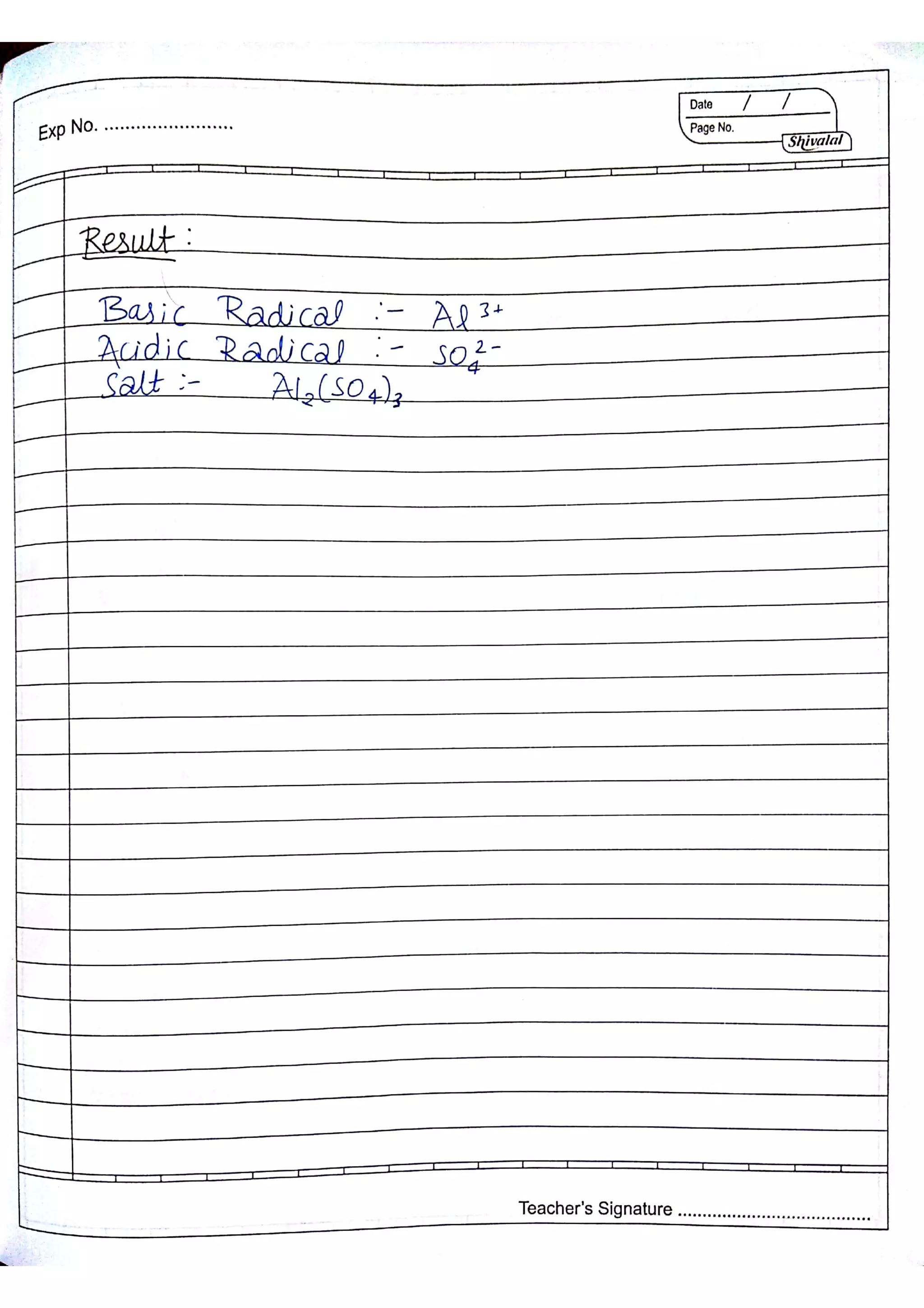Chemistry Practical Record Class 12th
